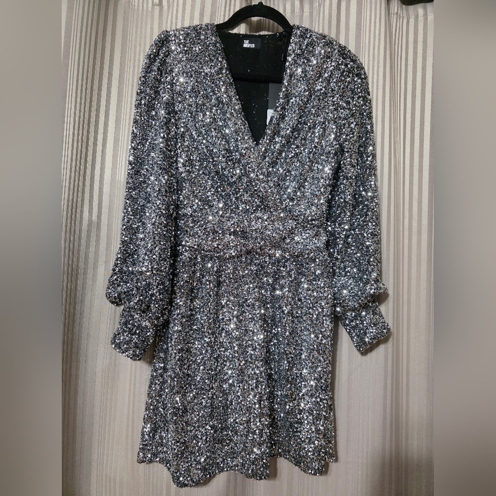 The Kooples Silver Sequin Mini Dress